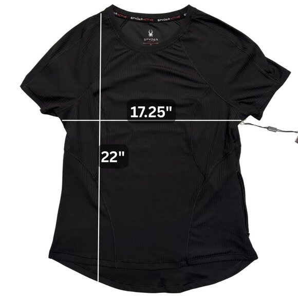 SPYDER ACTIVE Ribbed Ottoman Short Sleeve Crew Neck Top - Black - Small - NWT - Picture 10 of 10